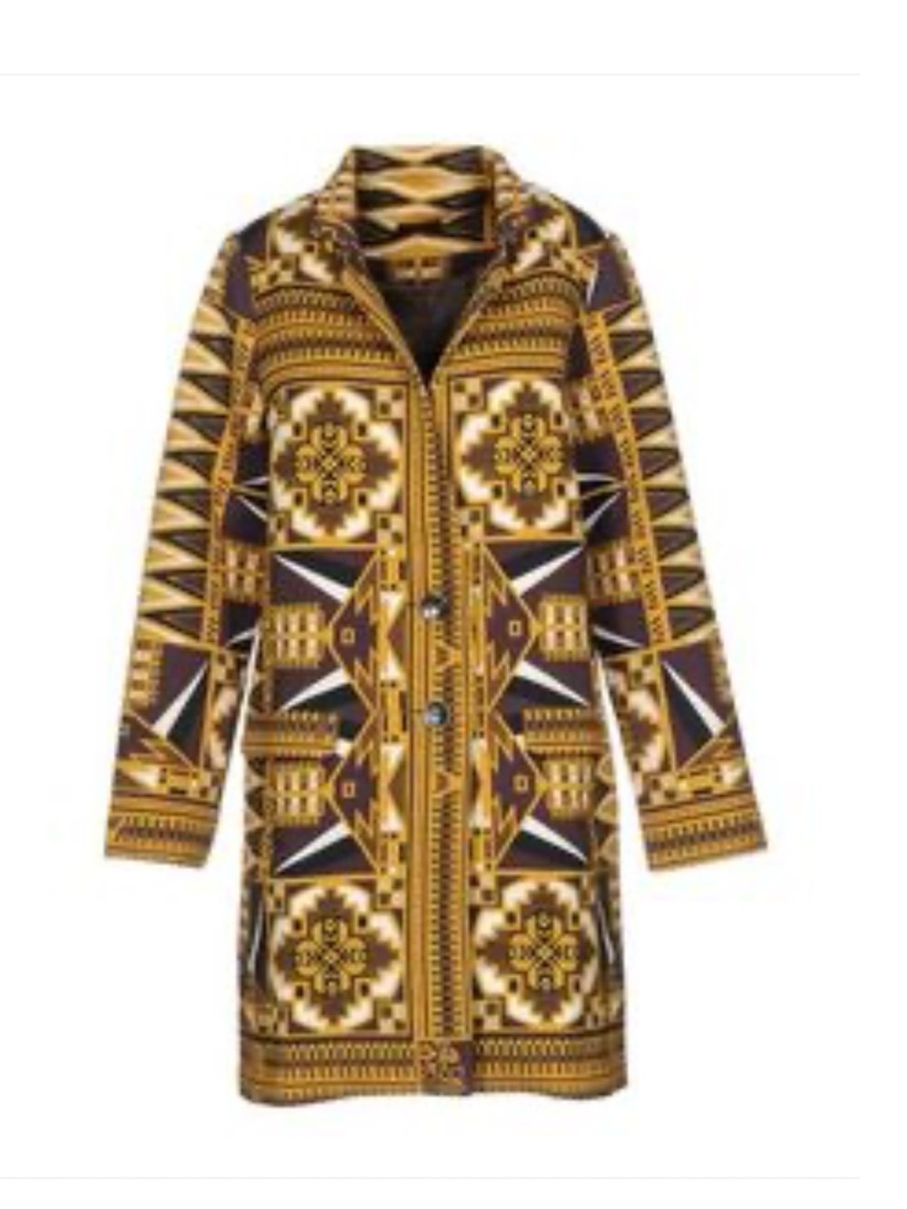 Custo Barcelona Geometric Trench Coat in Mustard Yellow and Black